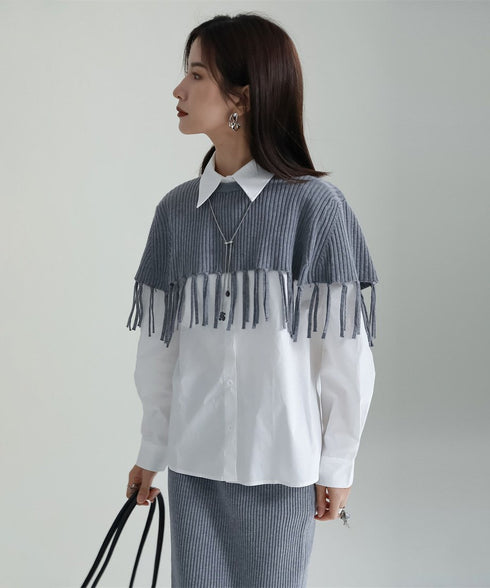 Fringe Knit Cape & Skirt Co-ord